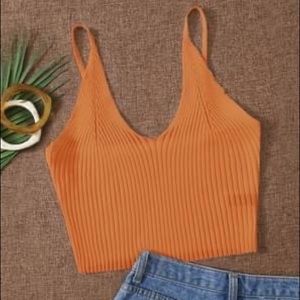 Orange Summer Ribbed Knit Cami top